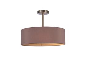 DK0712  Baymont 45cm Semi Flush 3 Light Satin Nickel, Taupe/Halo Gold